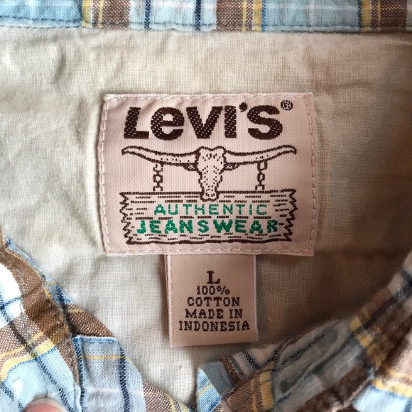 Levi’s Blue and Brown Classic Plaid Shirt - Picture 2 of 4